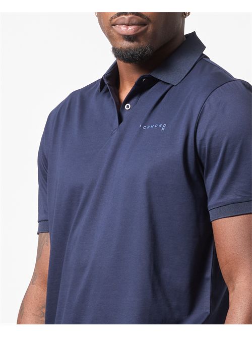 Polo Richmond X en coton avec logo brodé RICHMOND X | UMP25333PODARK SAPPHIRE